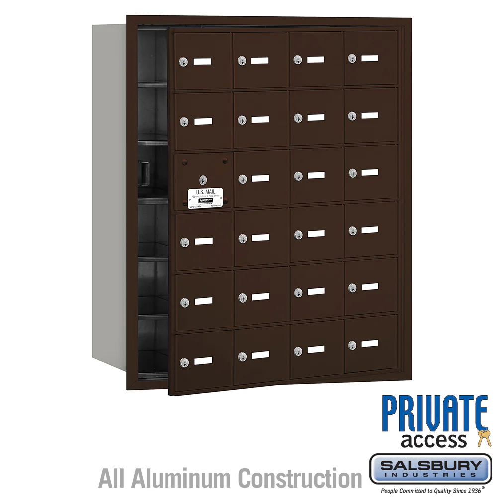 4B+ Horizontal Mailbox with 24 Doors and Master Lock - Aluminum - Front Loading - Image 3