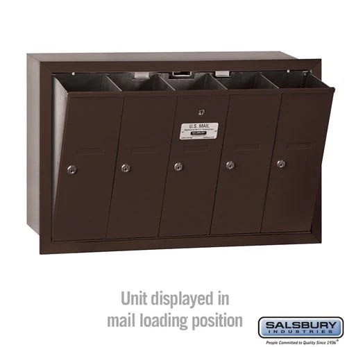 Bronze 5-Door Vertical Mailbox - Recessed Mounted - USPS Approved - Image 3
