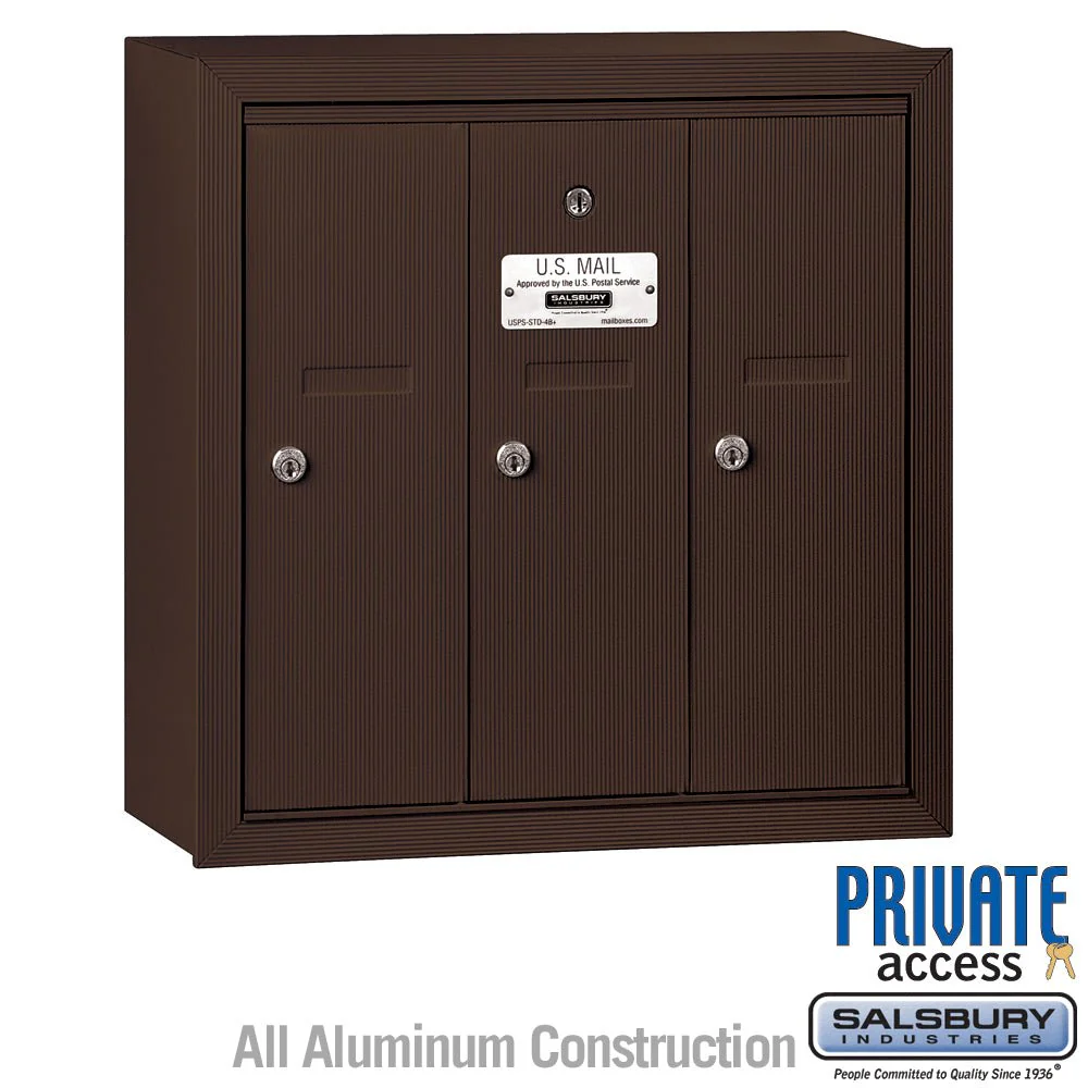 Bronze Vertical Mailbox with 3 Compartments and Private Access
