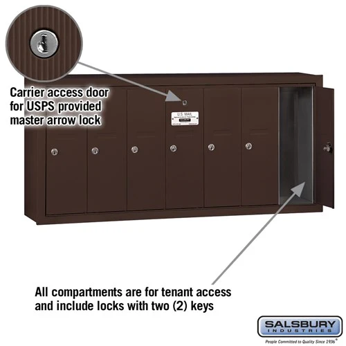 Bronze 7-Door Vertical Mailbox - Surface Mounted - USPS Approved - Image 2