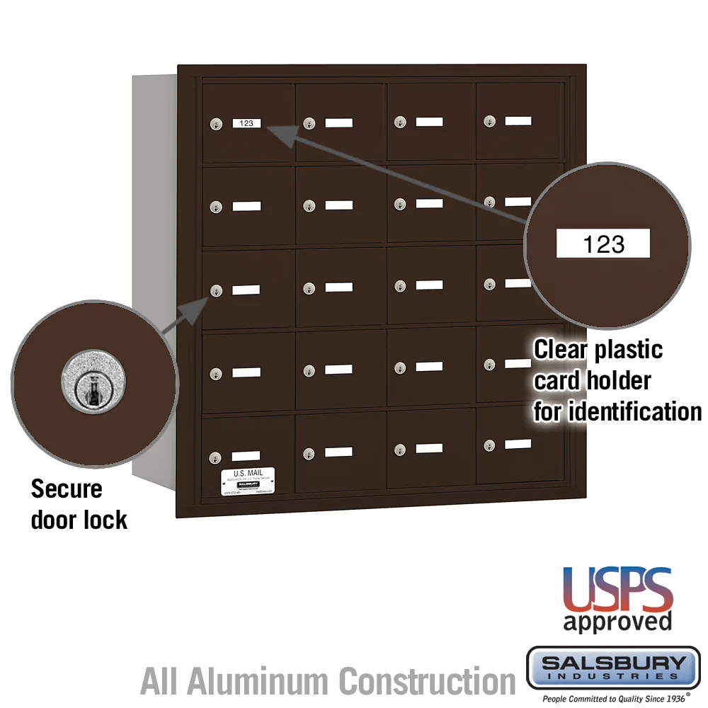 Bronze Rear Loading Mailbox with 20 Doors - USPS Approved - Image 2