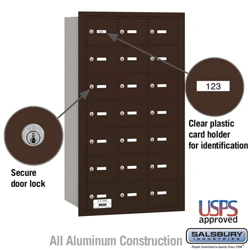 Bronze Rear Loading Mailbox with 21 Doors - USPS Approved - Image 2