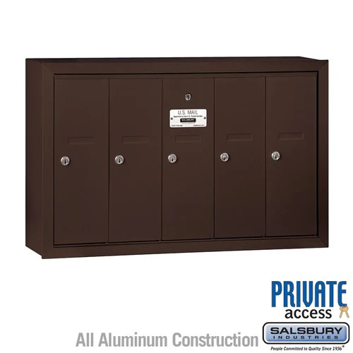 Bronze 5-Door Vertical Mailbox with Master Lock for Private Access