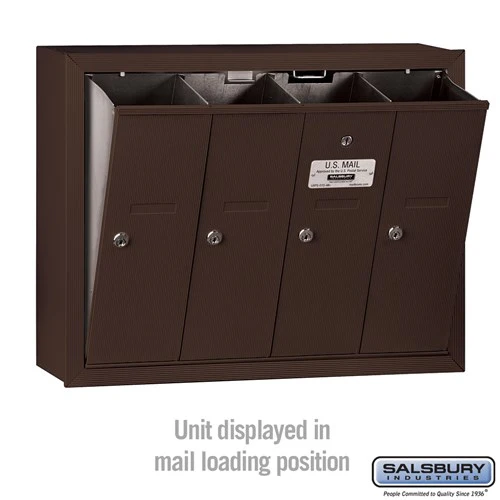Bronze Vertical Mailbox with 4 Compartments - Surface Mounted - USPS Approved - Image 3
