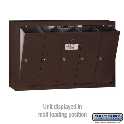 Bronze Vertical Mailbox with 5 Compartments - Surface Mounted - USPS Approved - Image 3