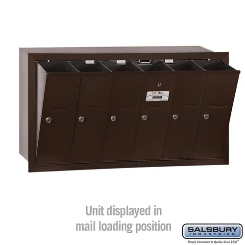 Bronze Vertical Mailbox with 6 Compartments - Recessed Mounted - USPS Approved - Image 3