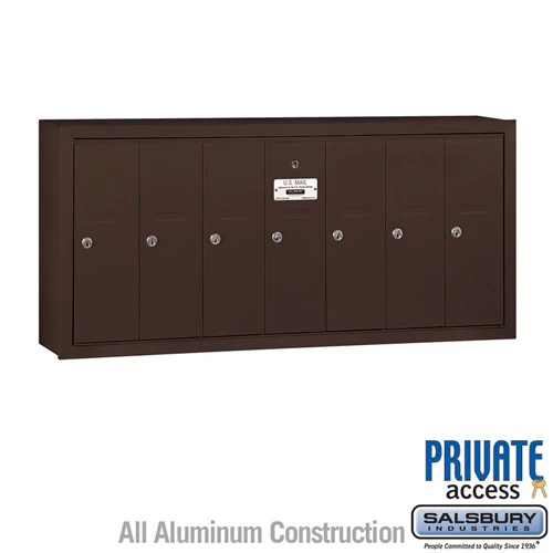 Bronze Vertical Mailbox with 7 Compartments and Secure Locking System