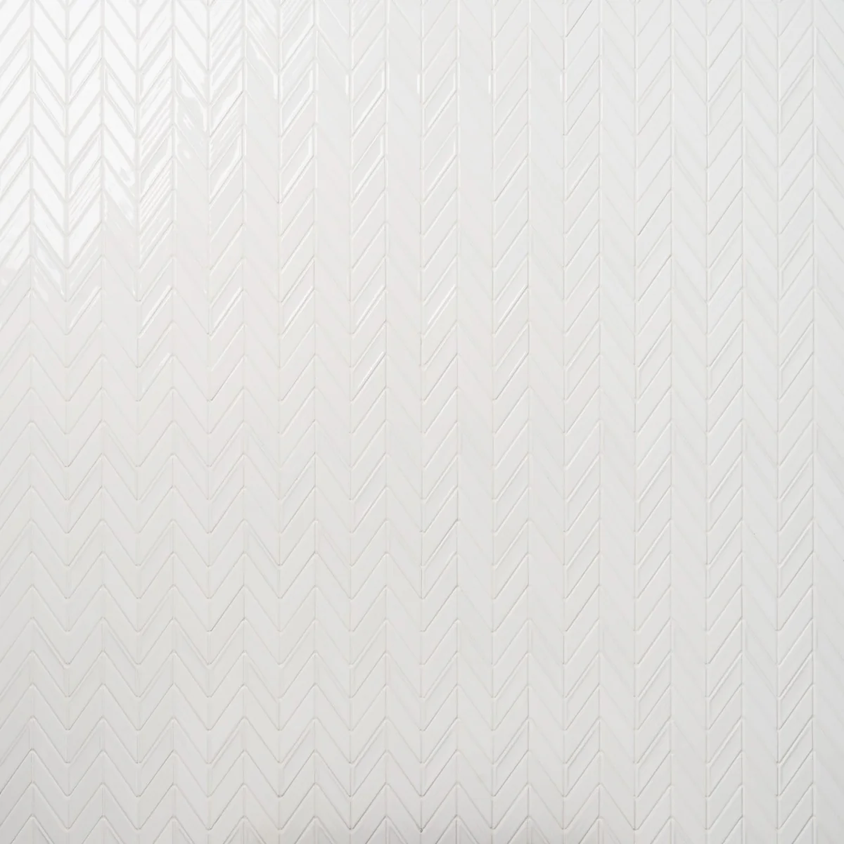 Brookline Chevron Cloud White 1x5 Glossy Ceramic Mosaic Tile - Image 2