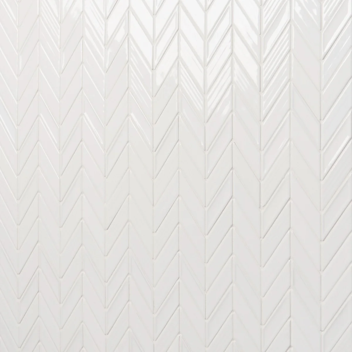 Brookline Chevron Cloud White 1x5 Glossy Ceramic Mosaic Tile - Image 3