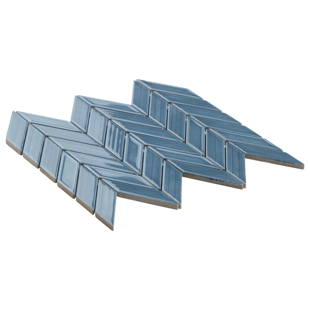 Brookline Chevron Coastal Blue 1x5 Glossy Ceramic Mosaic Tile - Image 5