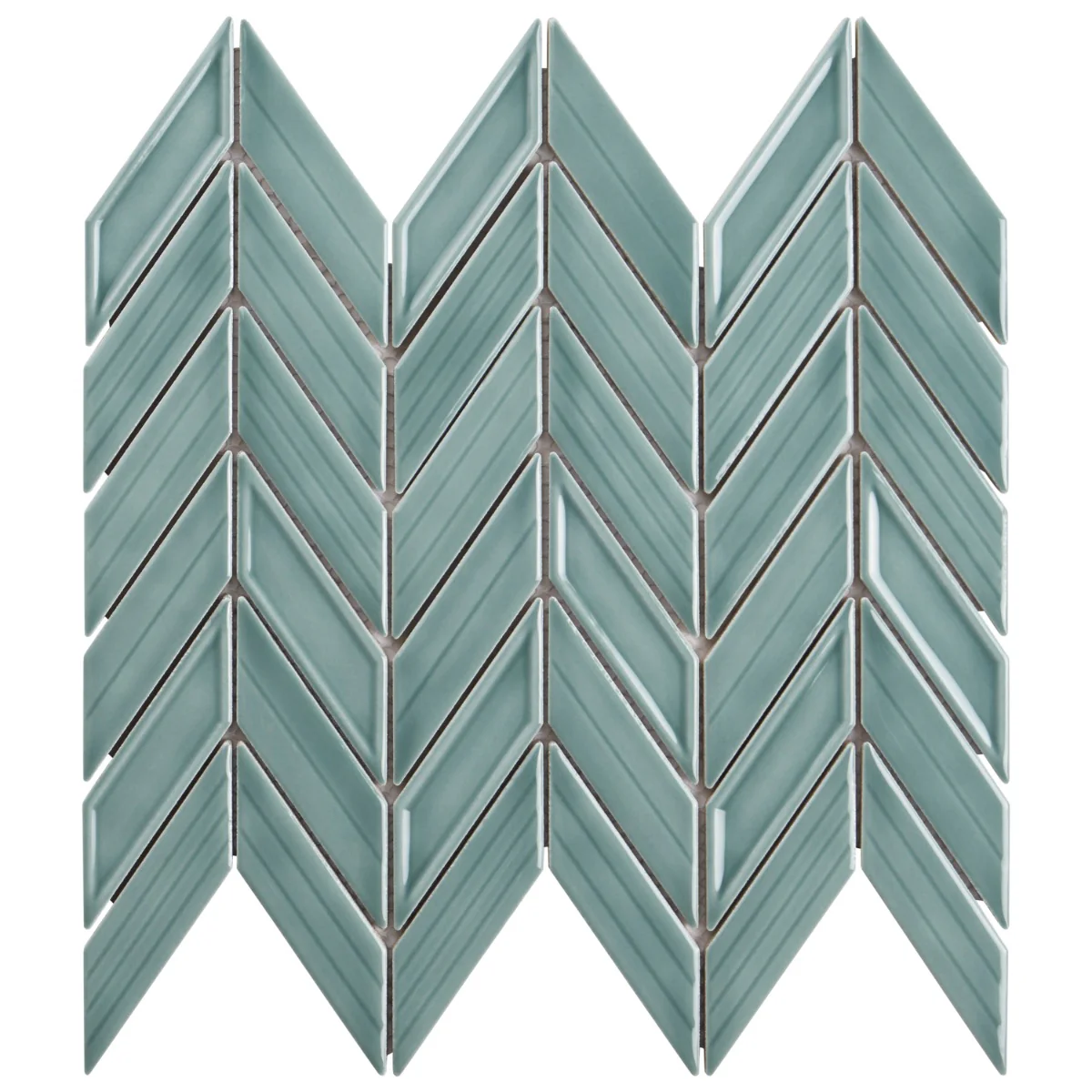 Brookline Chevron Marine Blue 1x5 Glossy Ceramic Mosaic Tile - Image 4