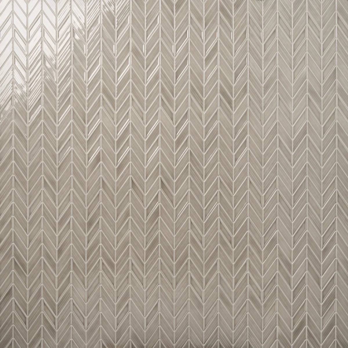 Brookline Chevron Warm Gray 1x5 Glossy Ceramic Mosaic Tile - Image 2