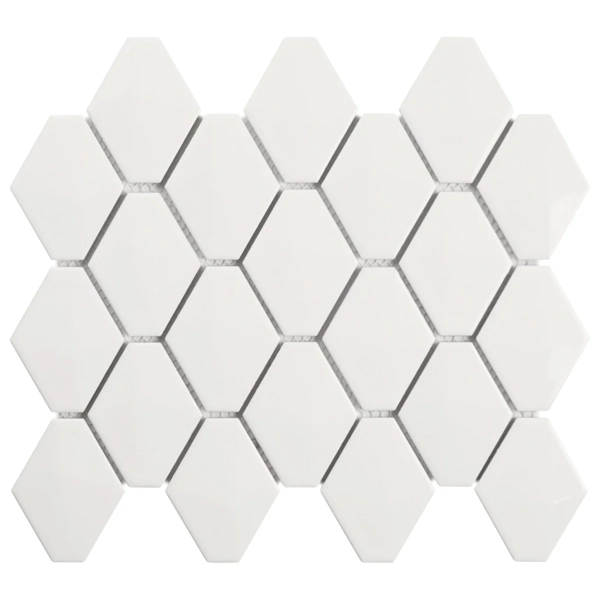 Brookline Diamond Cloud White 3x4 Glossy Ceramic Mosaic Tile - Image 4