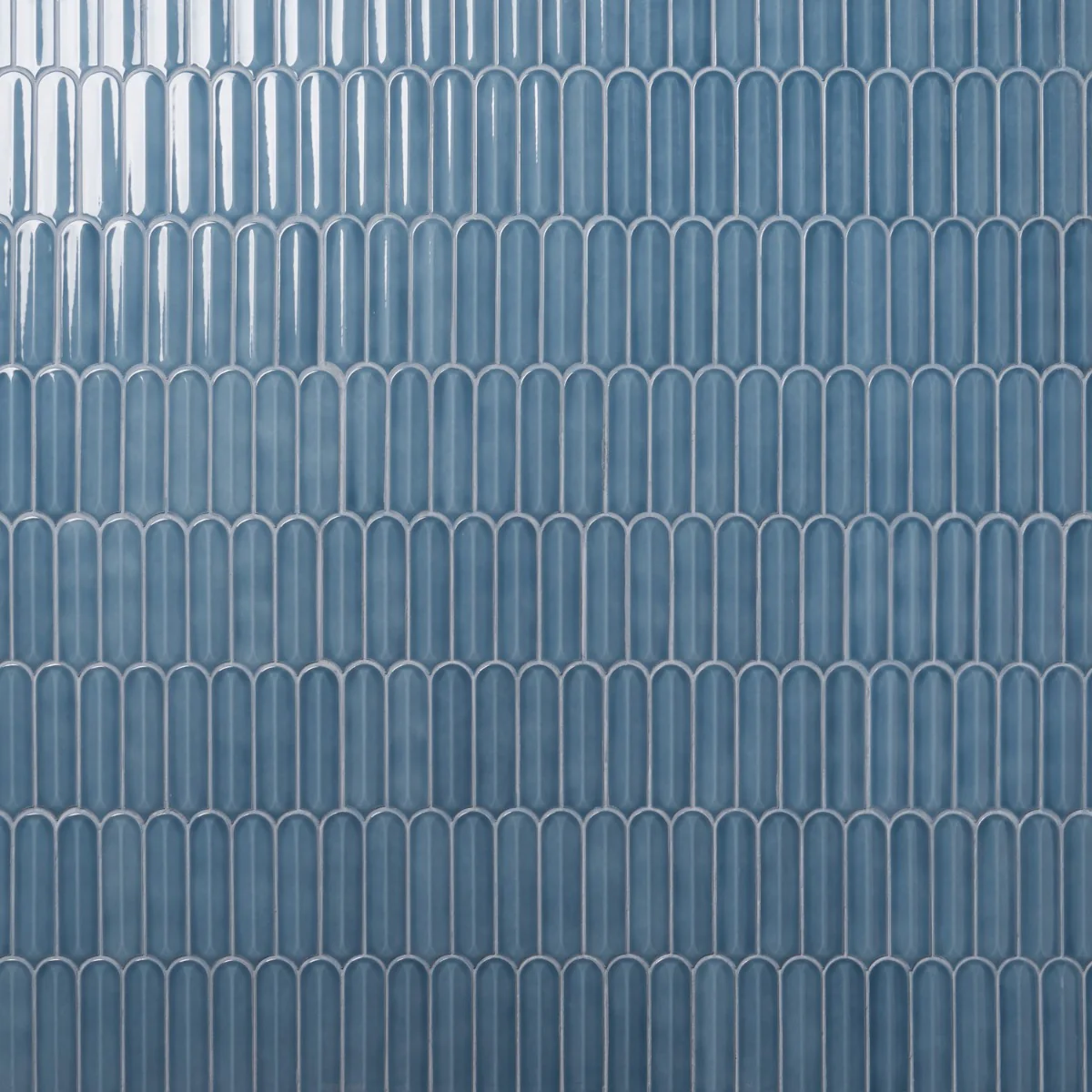 Brookline Feather Coastal Blue Fish Scale Glossy Ceramic Mosaic Tile - 2x7 - Image 2