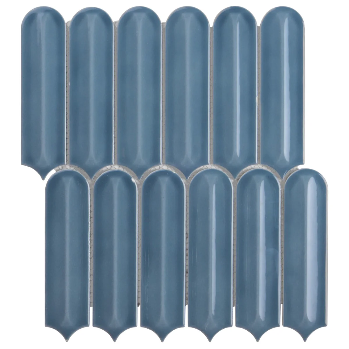 Brookline Feather Coastal Blue Fish Scale Glossy Ceramic Mosaic Tile - 2x7 - Image 4