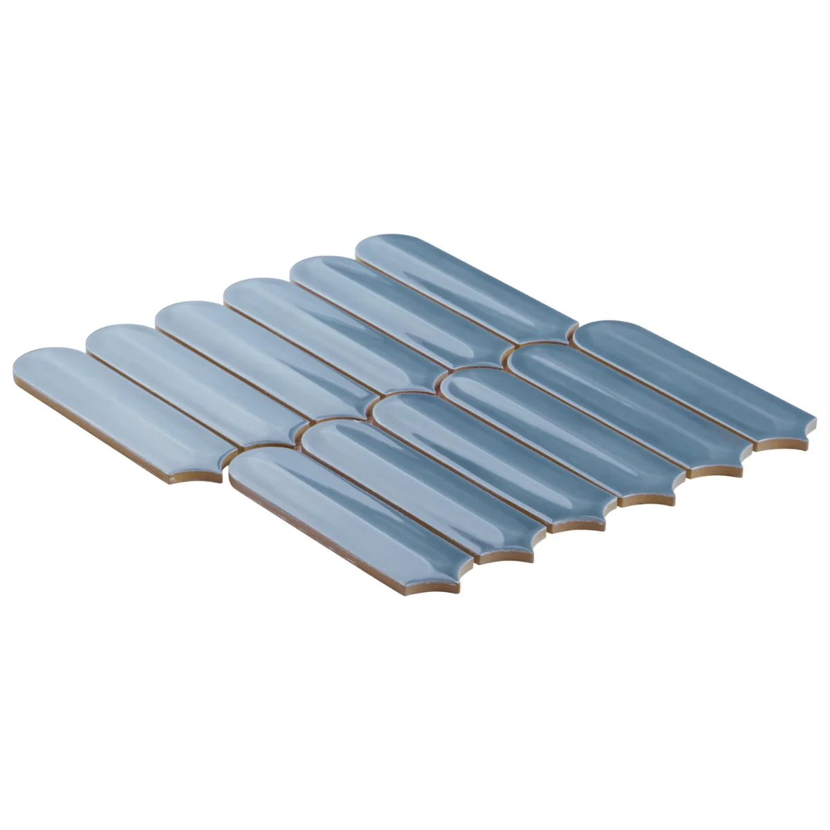 Brookline Feather Coastal Blue Fish Scale Glossy Ceramic Mosaic Tile - 2x7 - Image 5
