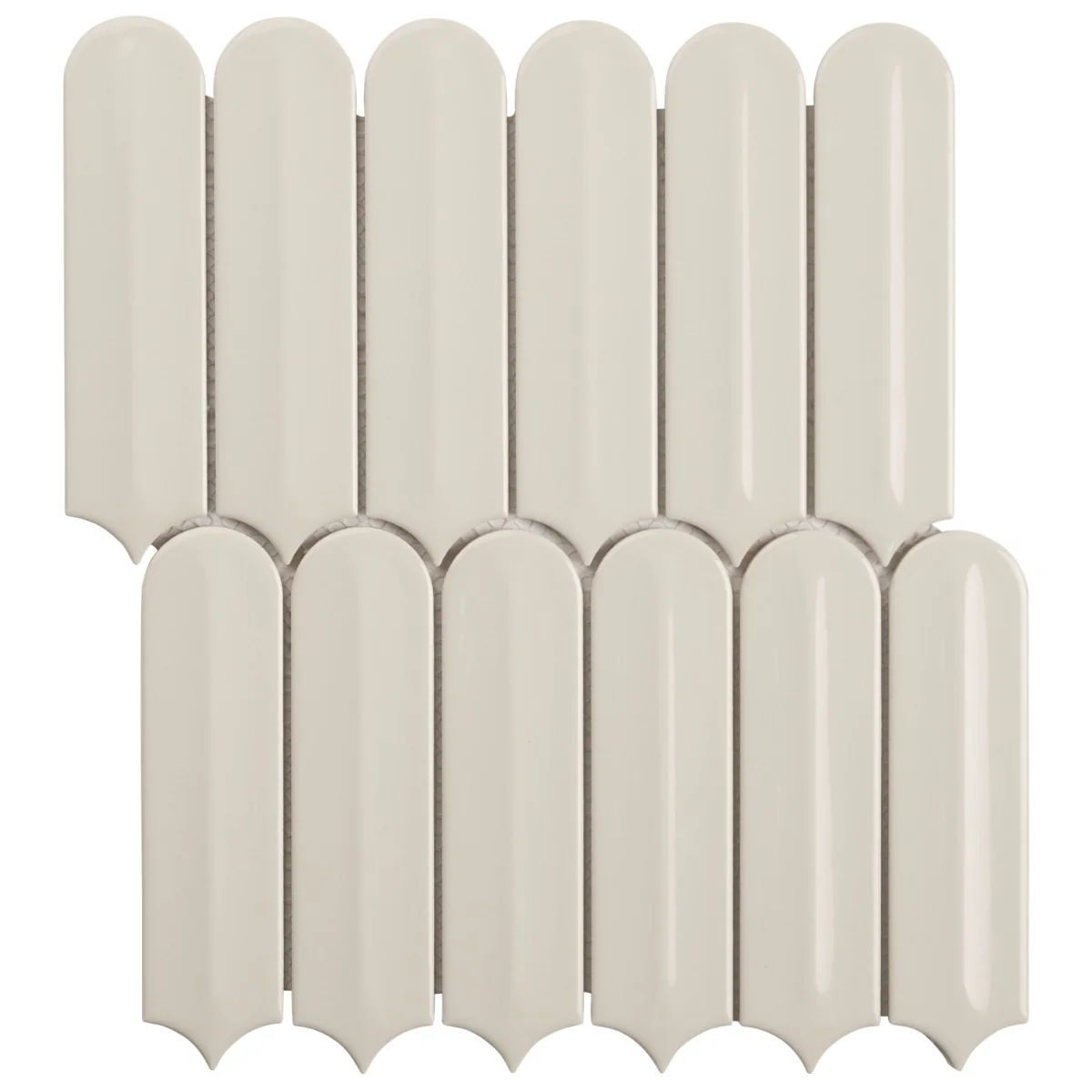 Brookline Feather Mushroom Gray 2x7 Fish Scale Glossy Ceramic Mosaic Tile - Image 4