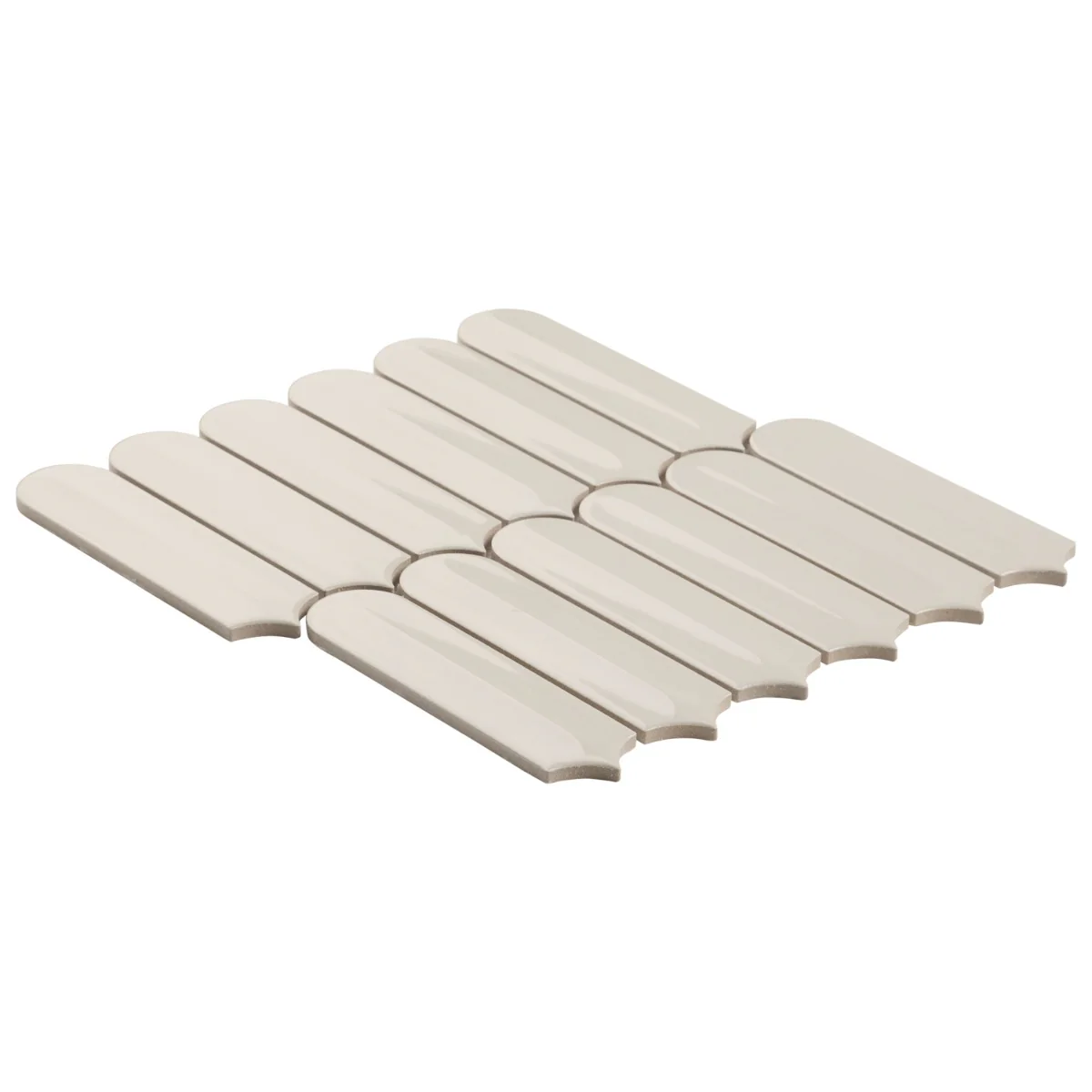 Brookline Feather Mushroom Gray 2x7 Fish Scale Glossy Ceramic Mosaic Tile - Image 5