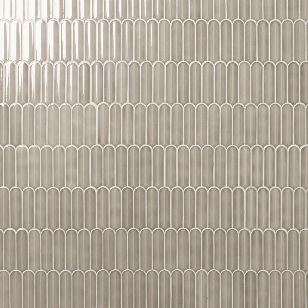 Brookline Feather Warm Gray 2x7 Fish Scale Glossy Ceramic Mosaic Tile - Image 2