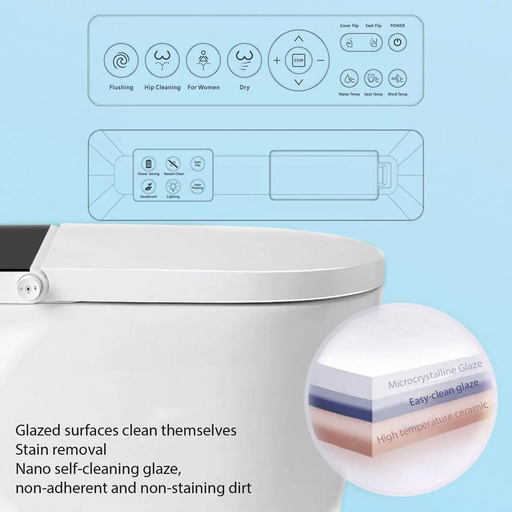 BWE Elongated Smart Toilet Bidet with Auto Features and Remote - Image 6
