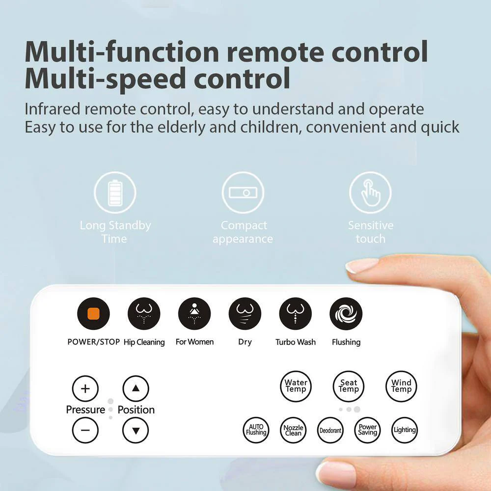 BWE Smart Elongated Toilet Bidet with Heated Seat and Remote Control - Image 4