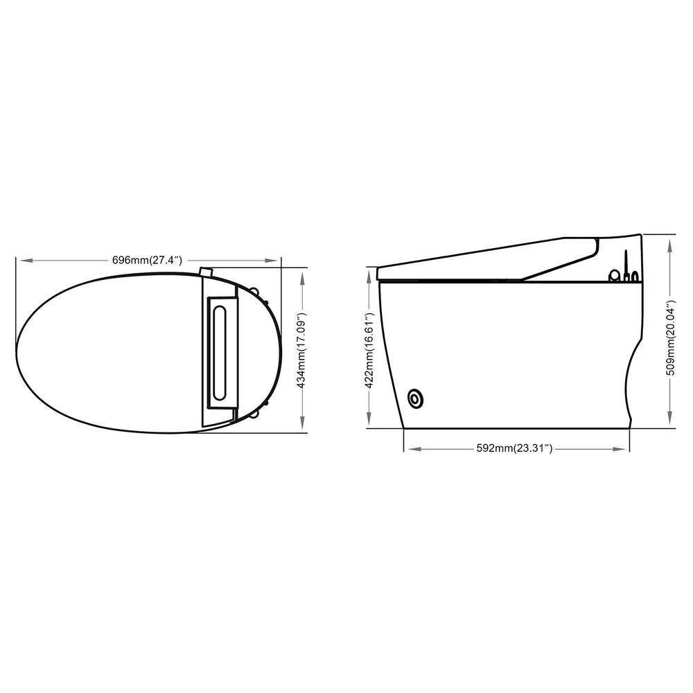 BWE Smart Elongated Toilet Bidet with Heated Seat and Remote Control - Image 7
