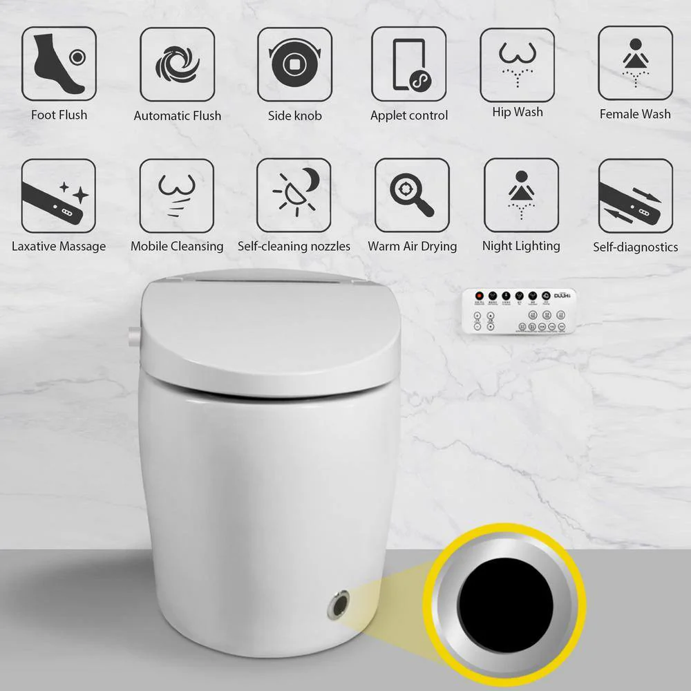BWE Stylement Tankless Smart Bidet 1-Piece Toilet in White with Auto Open/Close and Heated Seat - Image 9