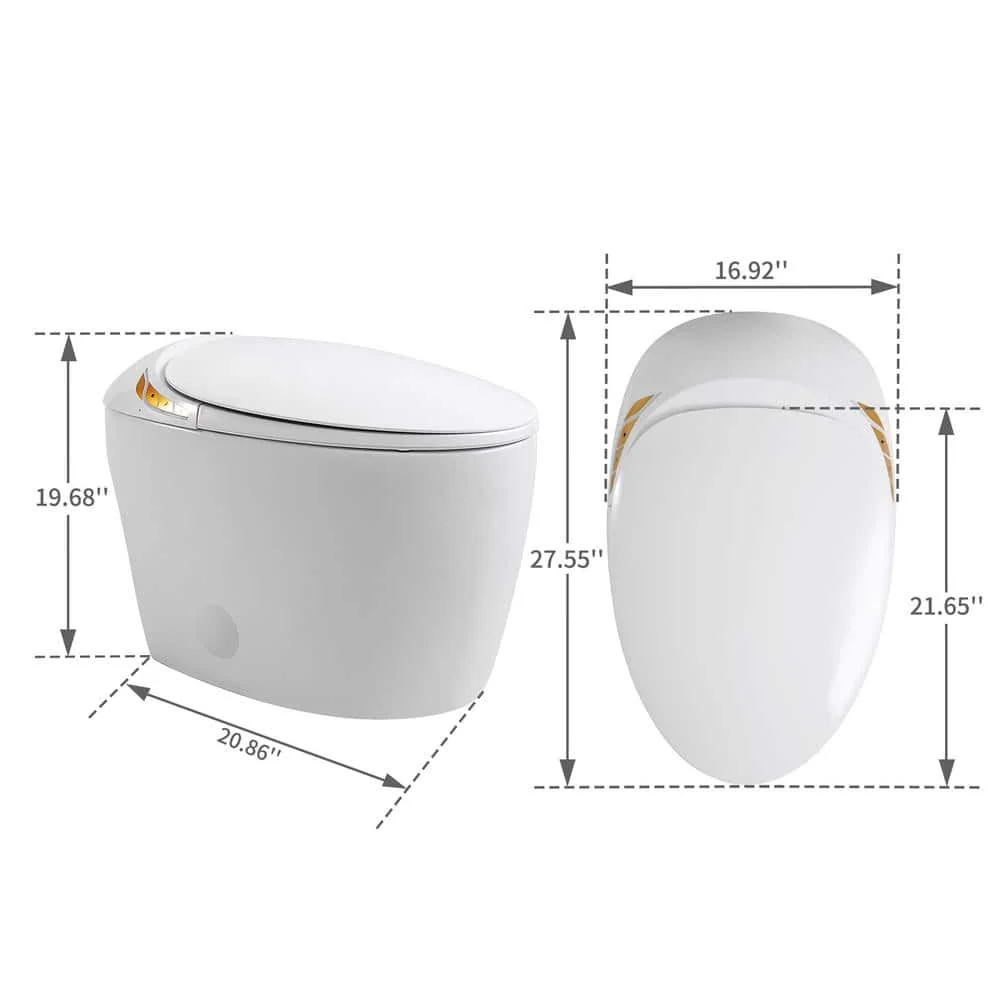 BWE Stylement Tankless Smart Bidet 1-Piece Toilet with Auto Features and Heated Seat - Image 9