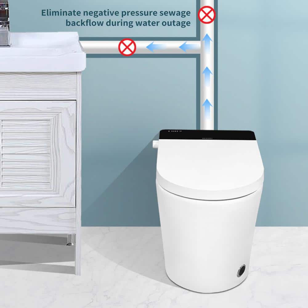BWE Stylement Tankless Smart Bidet One Piece Toilet Square in White with Auto Open/Close and Flush - Image 10