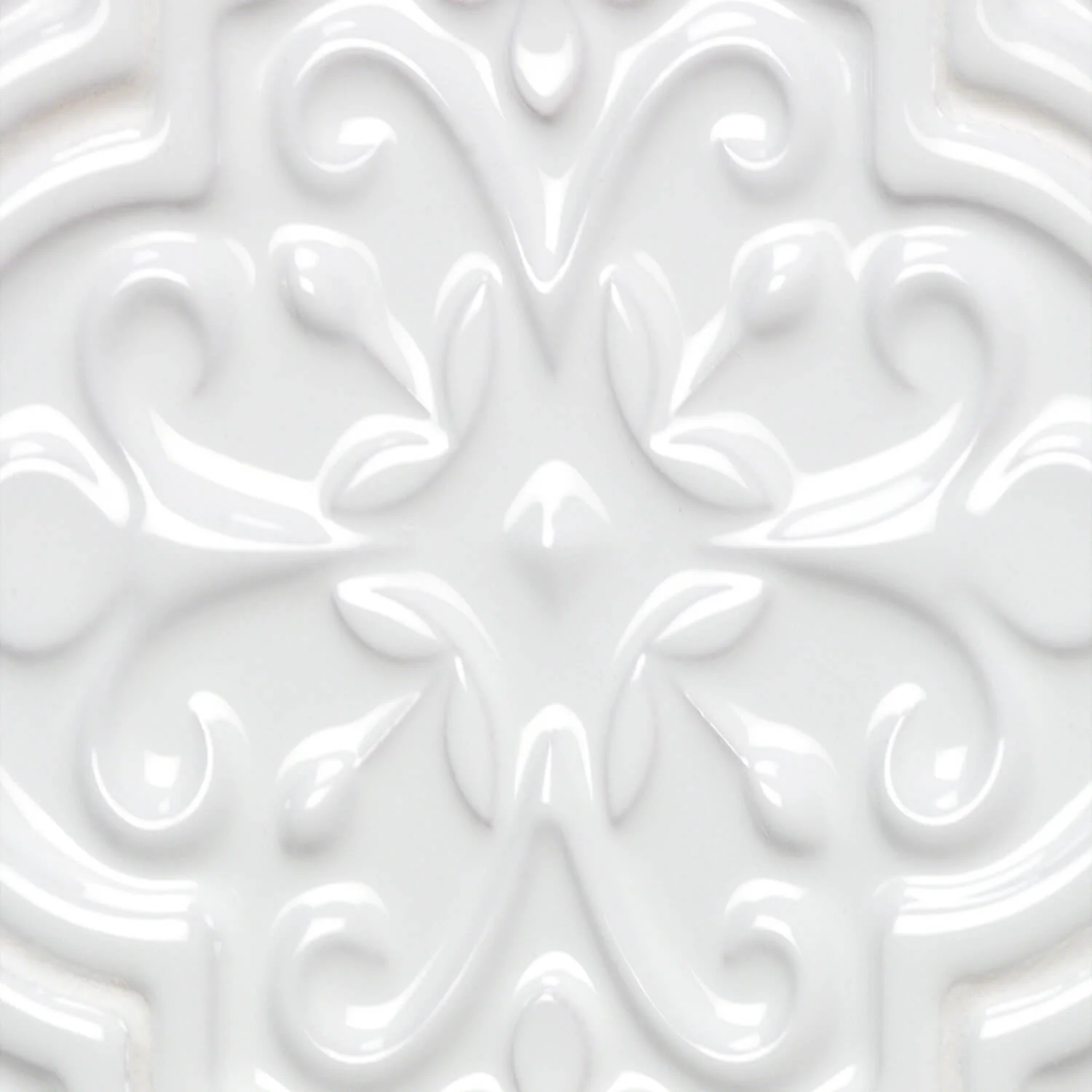 Byzantine Florid Bianco White 6x7 Arabesque Polished Ceramic Wall Tile - Image 6