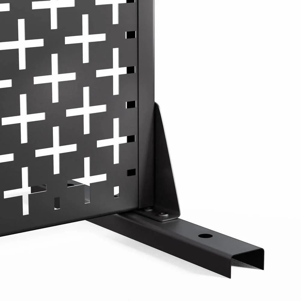 cadeninc 2.92 ft x 6 ft Freestanding Metal Privacy Screen, Black Louvered Panels - Image 5