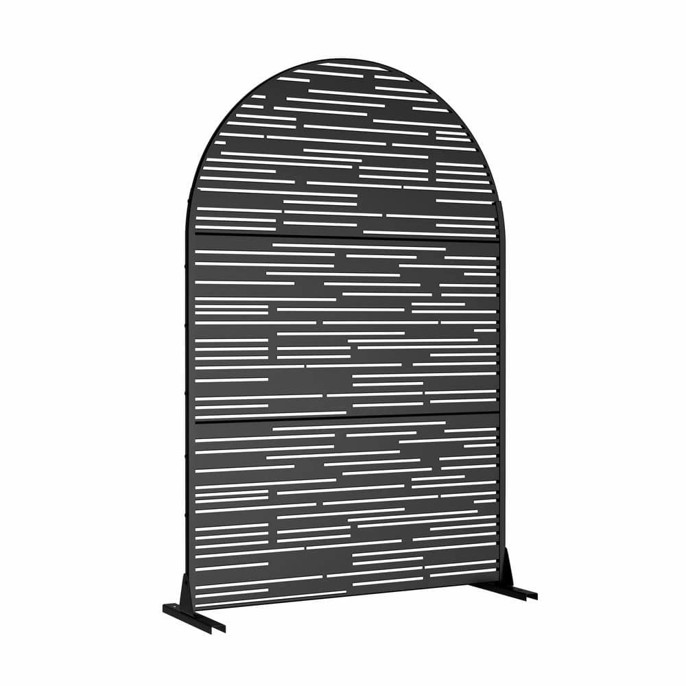 cadeninc 3.92 ft. x 6 ft. Arched Metal Privacy Screen, Black - Image 3