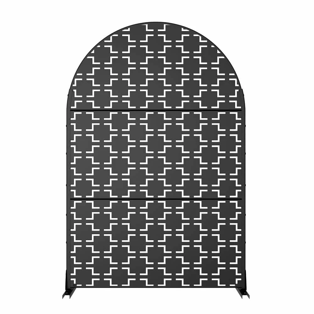 cadeninc 3.92 ft. x 6 ft. Arched Metal Privacy Screen Fence Panel, Black