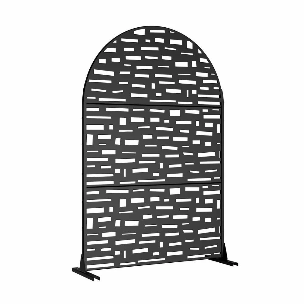 Cadeninc 3.92 ft. x 6 ft. Arched Metal Privacy Screen Fence Panel - Black - Image 3
