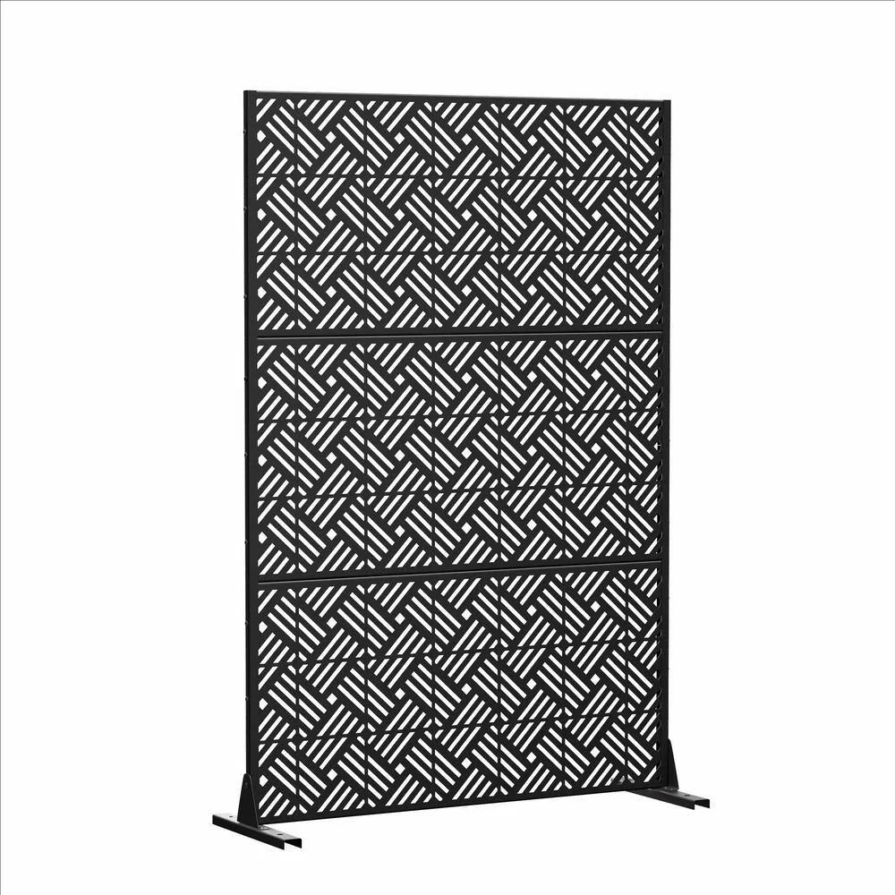Cadeninc 3.92 ft x 6 ft Black Metal Privacy Screen Fence Panels - Image 4