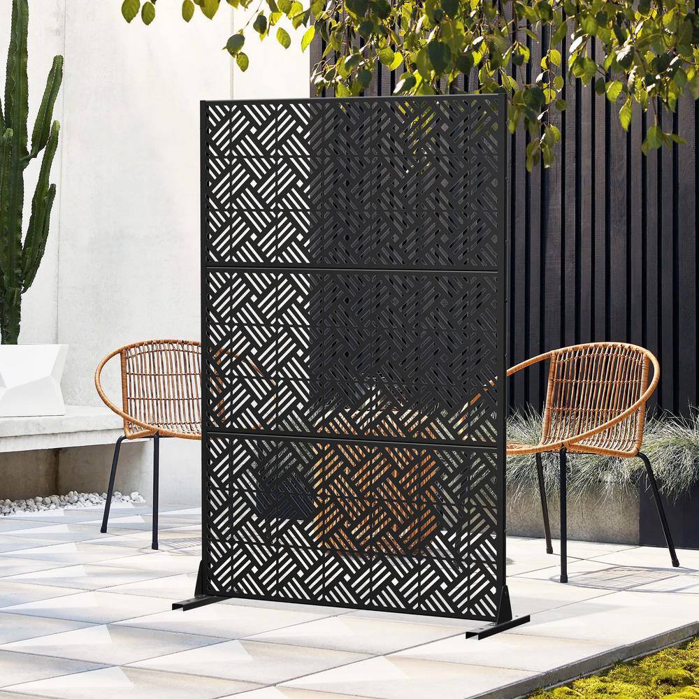 Cadeninc 3.92 ft x 6 ft Black Metal Privacy Screen Fence Panels - Image 7