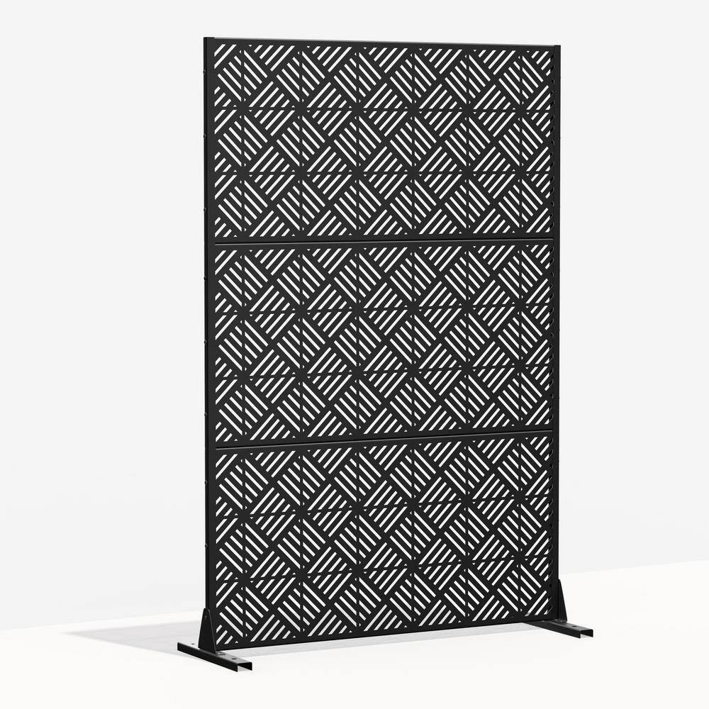 Cadeninc 3.92 ft. x 6 ft. Freestanding Metal Privacy Screen - Black - Image 3