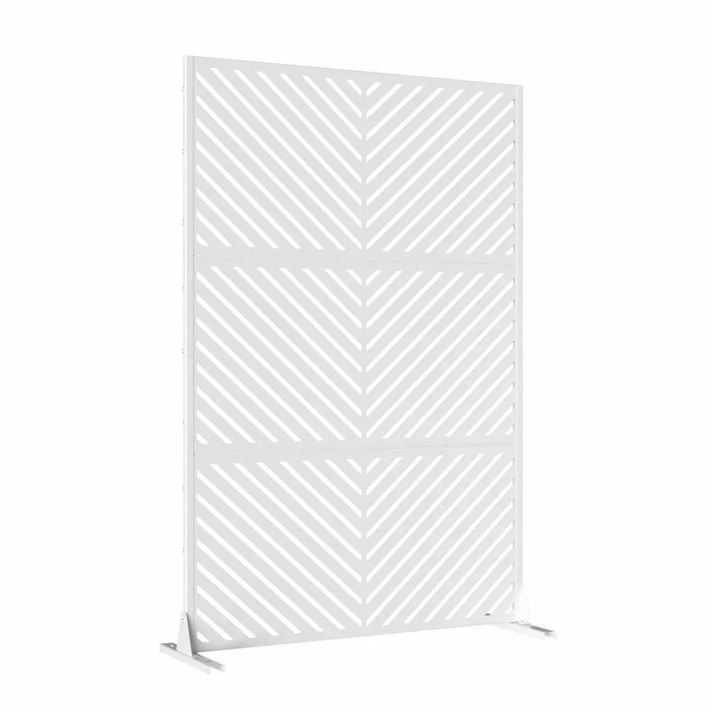 Cadeninc 3.92 ft. x 6 ft. Metal Freestanding Privacy Screen Fence Panel - White - Image 3