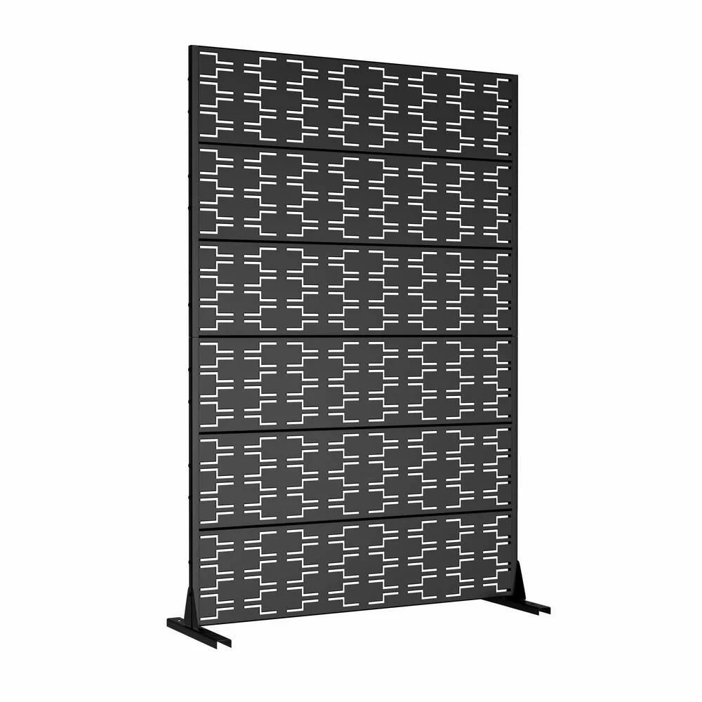 cadeninc 3.92 ft x 6 ft Metal Freestanding Privacy Screen Fence Panels - Brick-Shaped Black - Image 3