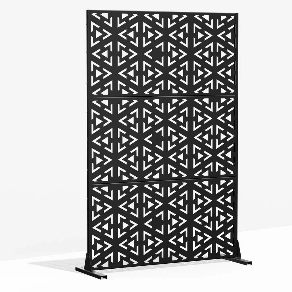 Cadeninc 3.92 ft. x 6 ft. Black Metal Freestanding Privacy Screen Fence Panel - Image 3