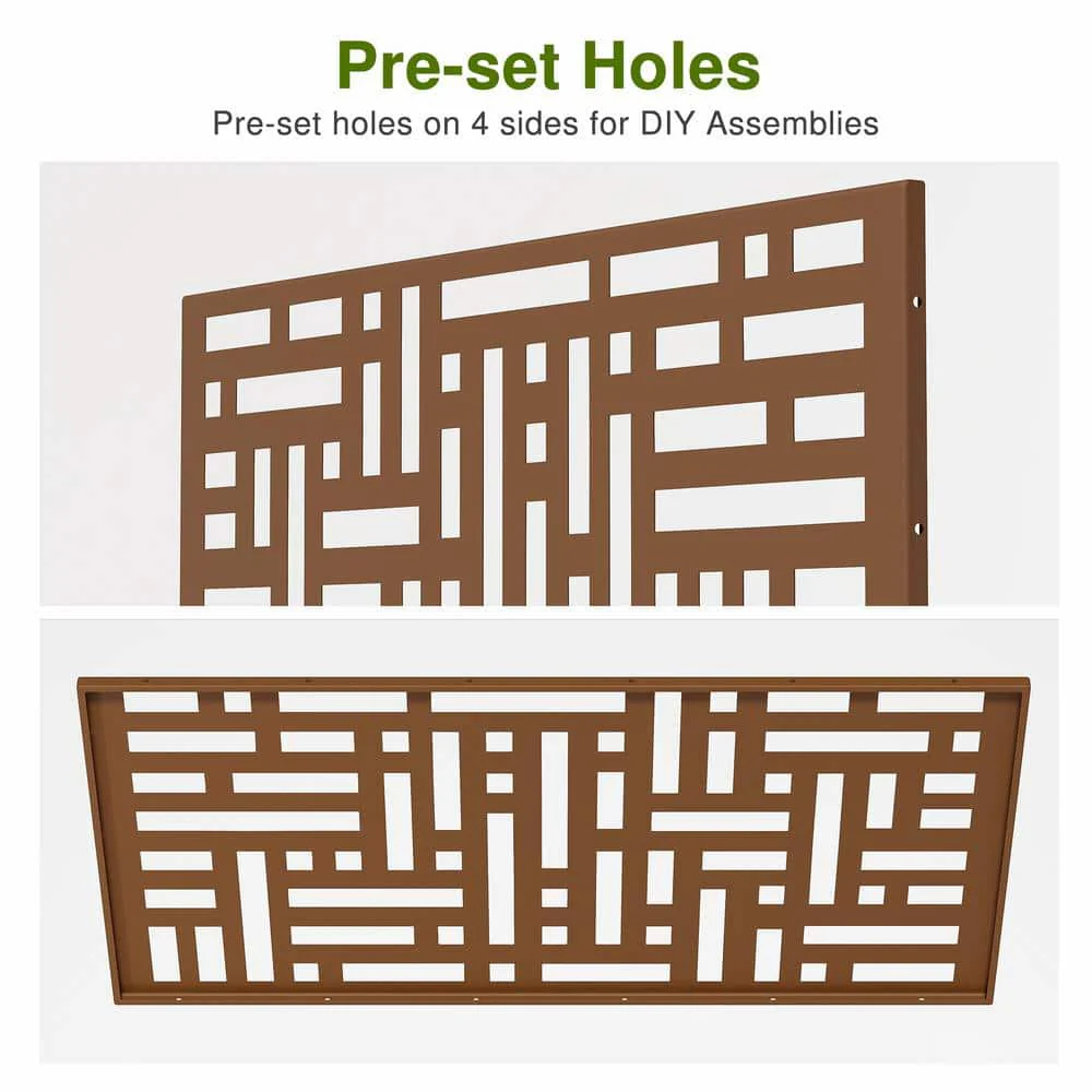 cadeninc 3.92 ft. x 6 ft. Metal Privacy Screen Panels in Brown - Image 3