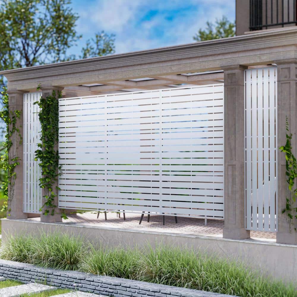 Cadeninc 3.92 ft. x 6 ft. Freestanding Metal Privacy Screen in White - Image 5