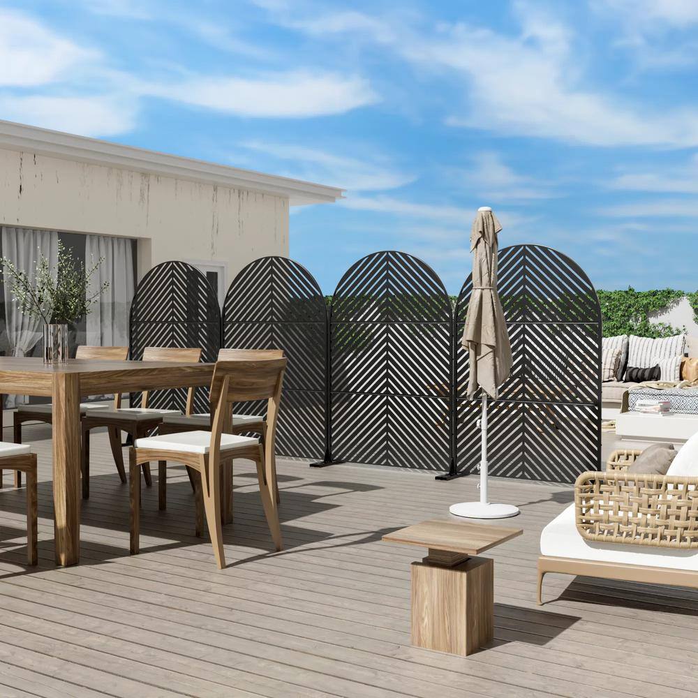 cadeninc 3.92 ft. x 6 ft. Outdoor and Indoor Arched Metal Privacy Screen - Image 6