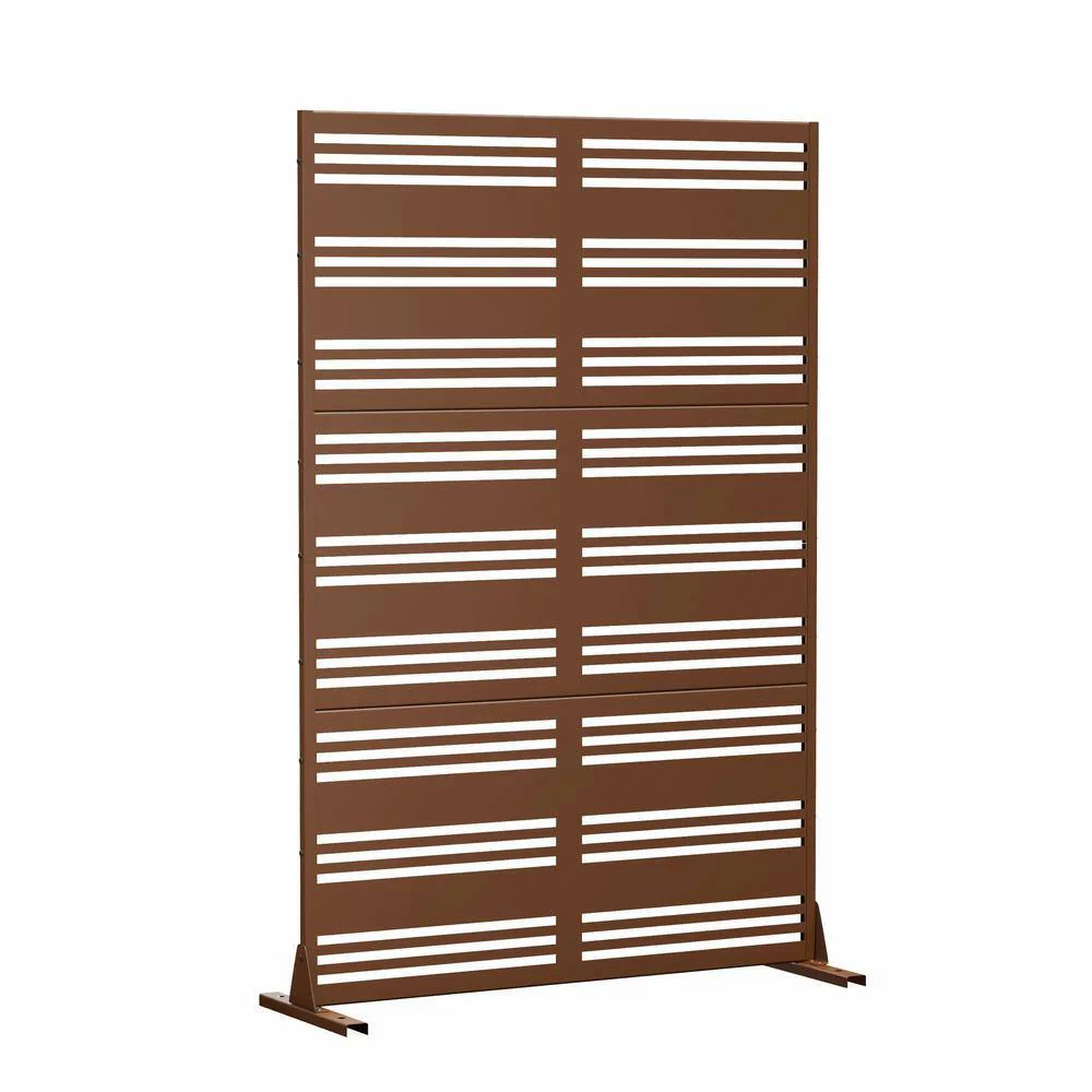 cadeninc 3.92 ft. x 6 ft. Outdoor and Indoor Freestanding Metal Privacy Screen - Brown - Image 4