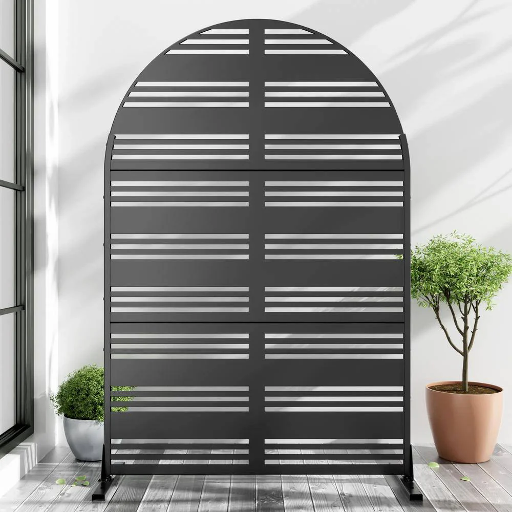 Cadeninc 3.92 ft x 6 ft Outdoor & Indoor Freestanding Metal Privacy Screen, Black - Image 4