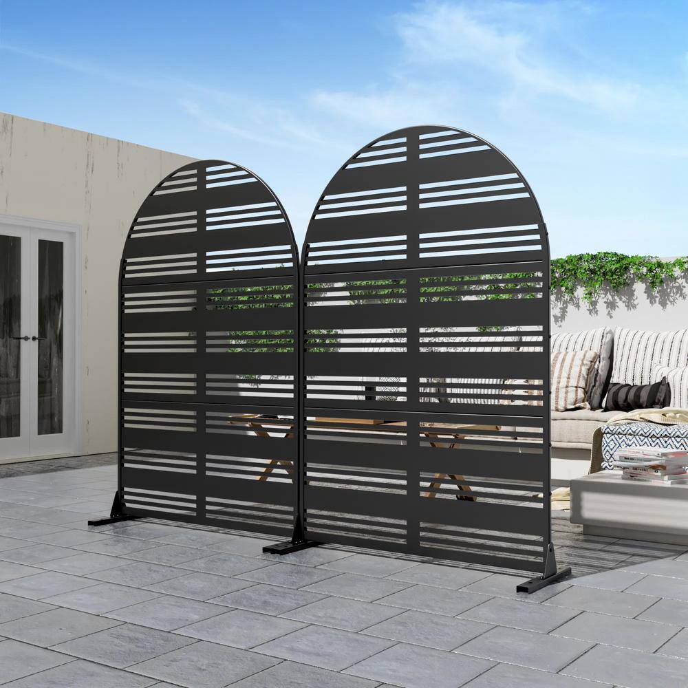 Cadeninc 3.92 ft x 6 ft Outdoor & Indoor Freestanding Metal Privacy Screen, Black - Image 5