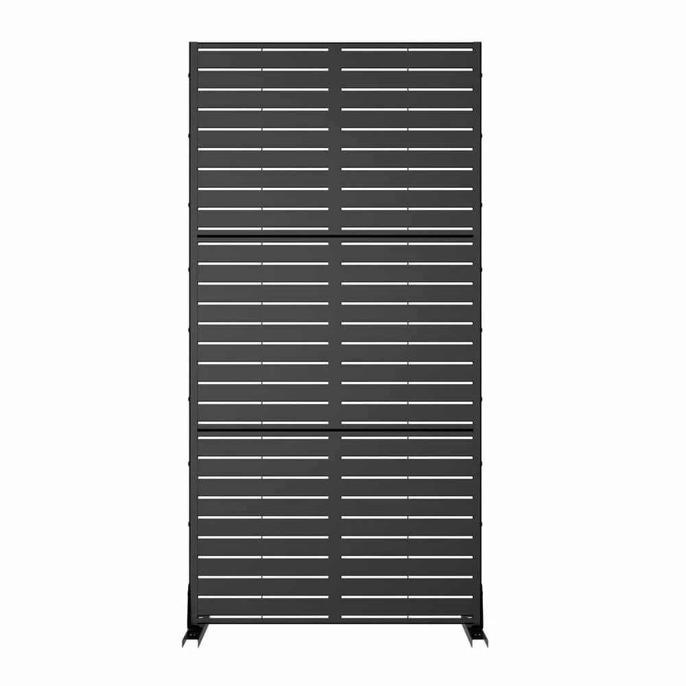 Cadeninc 3.92 x 6 ft Black Freestanding Metal Privacy Screen Fence Panels