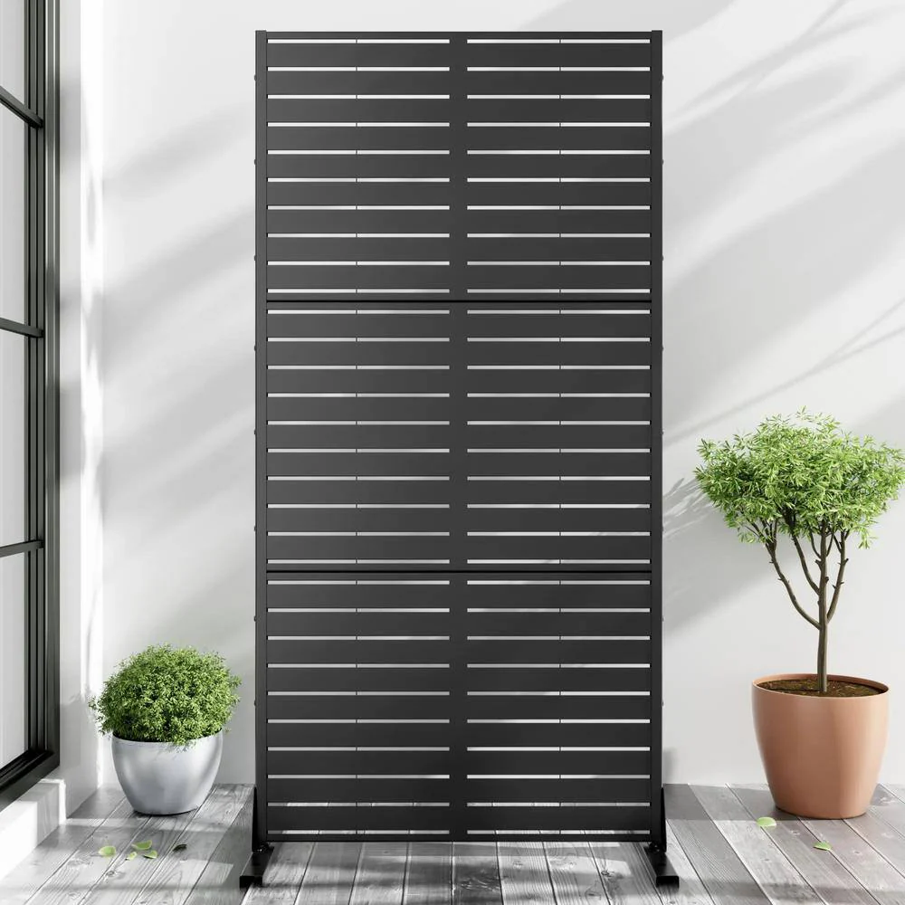 Cadeninc 3.92 x 6 ft Black Freestanding Metal Privacy Screen Fence Panels - Image 4