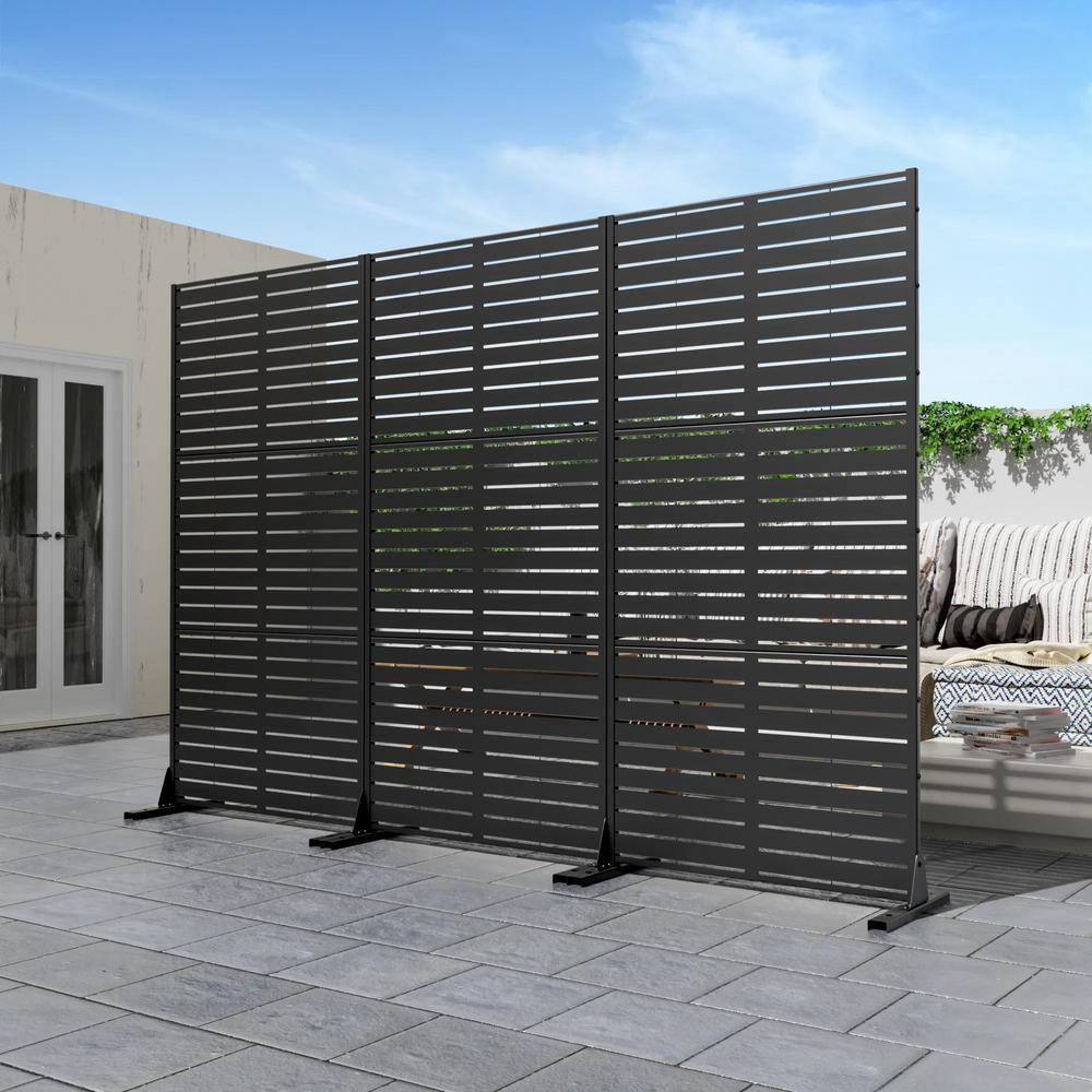 Cadeninc 3.92 x 6 ft Black Freestanding Metal Privacy Screen Fence Panels - Image 6