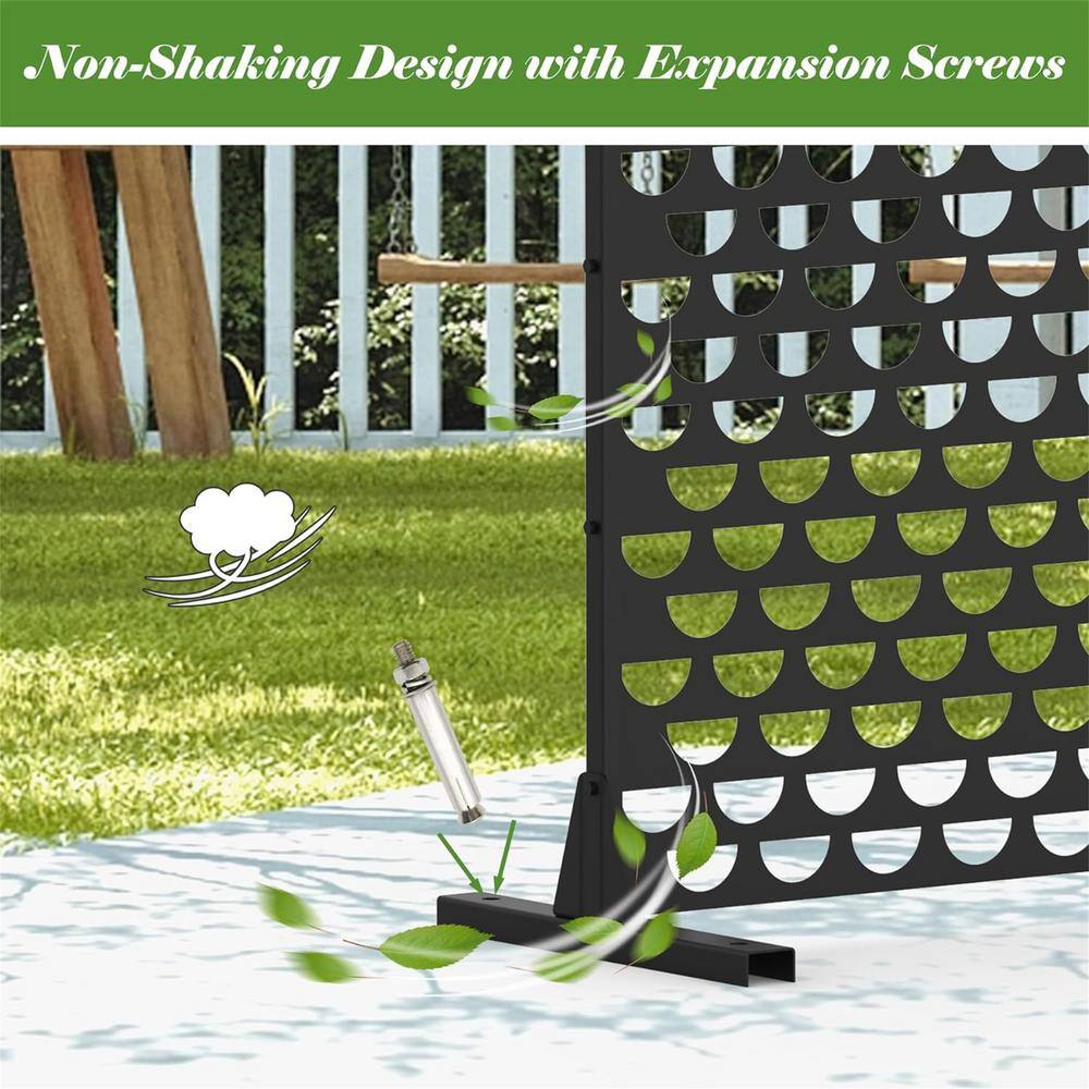 cadeninc 4.03 ft x 5.9 ft Black Steel Privacy Screen Fence Panels - Image 3